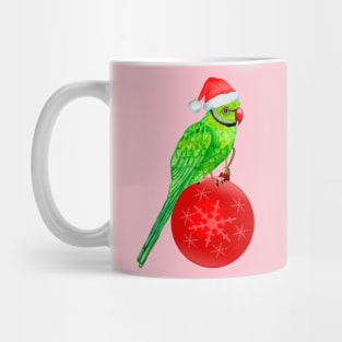 Cute Christmas Ringneck Parrot in Santa Hat for Bird Lover Mug